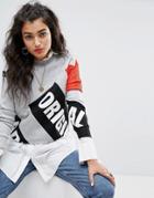 Adidas Originals Berlin Logo High Neck Cropped Sweatshirt With Mesh Sleeve - Gray