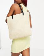 Svnx Straw Tote Bag In Cream-white