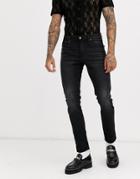 Asos Design 12.5oz Slim Jeans In Washed Black