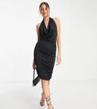 River Island Tall Slinky Cowl Neck Mini Dress In Black