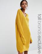 Daisy Street Tall Oversized Sweater Dress - Yellow