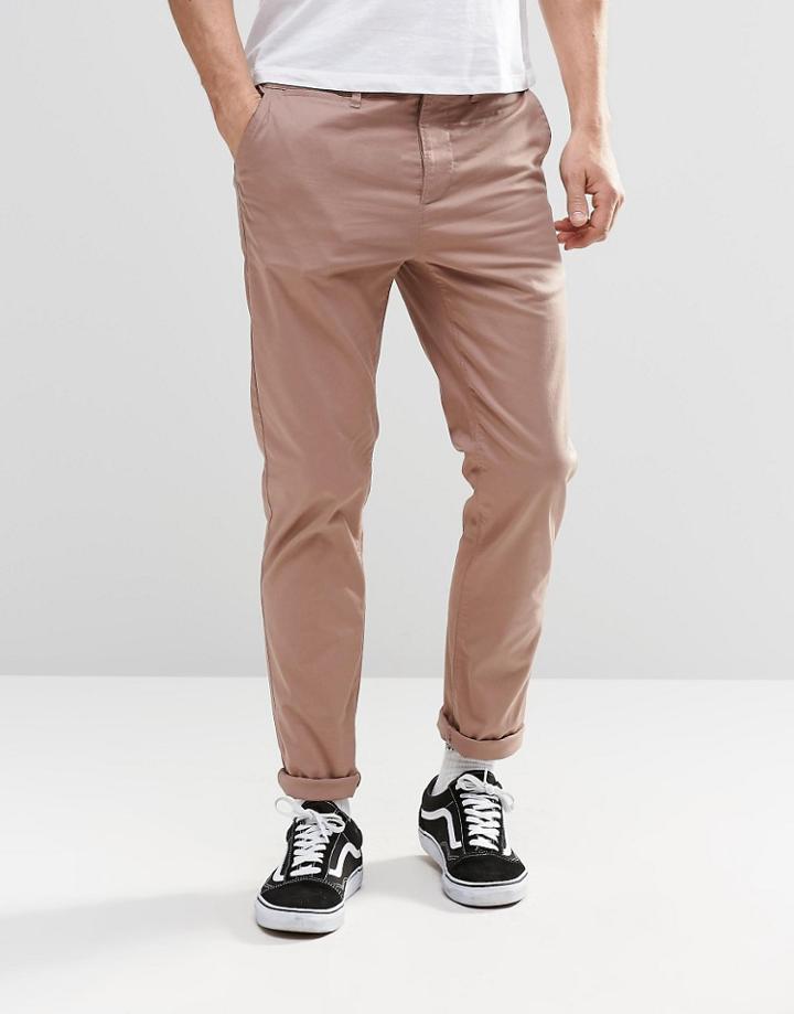 Asos Slim Chinos In Pale Pink - Ginger Snap