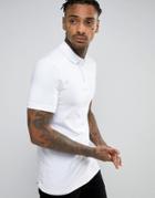 Asos Extreme Muscle Polo Shirt In White - White