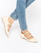 New Look Multi Buckle Pointed Shoe - Cream