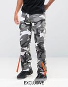 Reclaimed Vintage Camo Cargo Pants With Strapping - Black