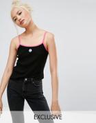 Lazy Oaf Crop Top With Face - Black