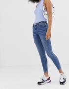 River Island Molly Skinny Jeans In Mid Wash-blue