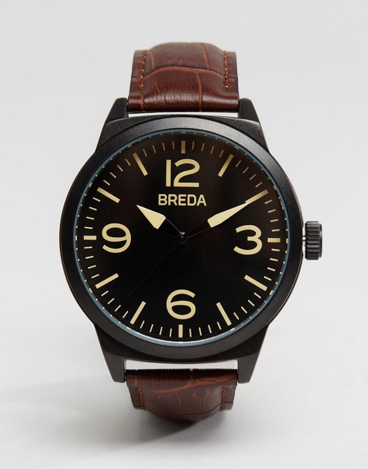 Breda Stephen Leather Watch In Brown - Brown