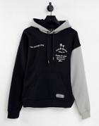 The Couture Club Hoodie In Black And Blue With Postcard Print