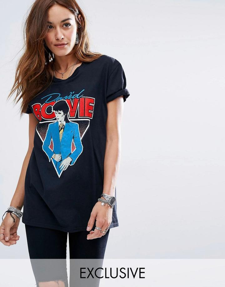 Reclaimed Vintage Bowie T Shirt On Washed Black - Black