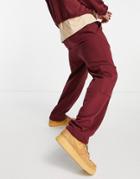 Asos Design Straight Leg Sweatpants With Patch Pocket In Red - Part Of A Set