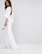 Asos Bridal Kimono Deep Plunge Back Maxi Dress - White