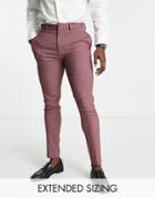 Asos Design Wedding Super Skinny Suit Pants With Micro Texture In Burgundy-red