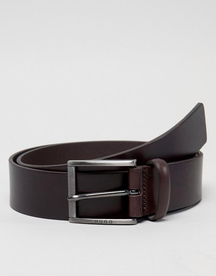 Hugo Geid Smooth Leather Belt In Brown - Brown