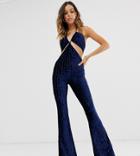 Ebonie N Ivory Cutout Jumpsuit In Velvet