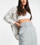 Asos Design Tall Jersey Mini Skirt With Shirred Waistband In Sage-green