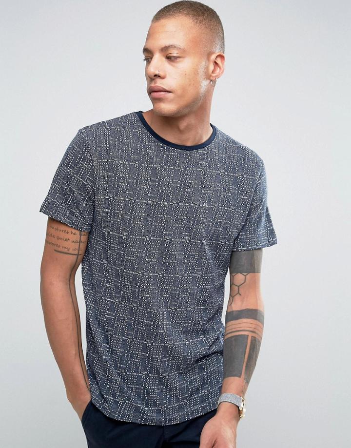 Bellfield T-shirt In Jacquard - Navy