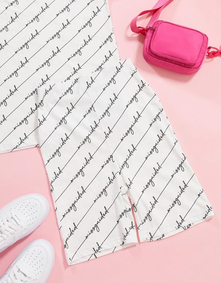 Missguided Two-piece Legging Short With Script Print In White