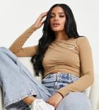 Puma Ruched Front Long Sleeve Top In Tan - Exclusive To Asos-brown