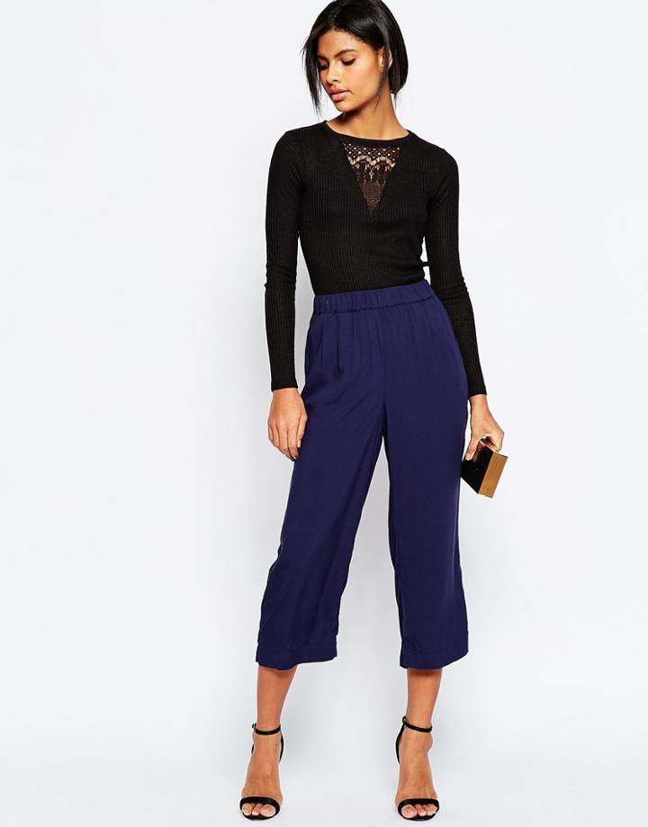 Vero Moda Wide Cropped Pant - Navy