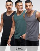 Asos 3 Pack Muscle Fit Tank Save - Multi
