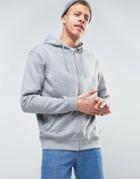 Weekday Bom Basic Zipthru Hooded Sweatshirt - Gray