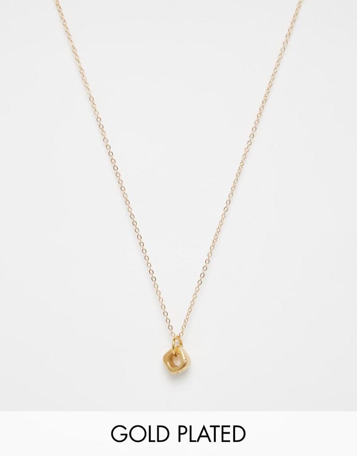 Mirabelle Gold Plated Pebble Necklace On 45cm Gold Plated Chain - Gold
