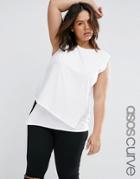 Asos Curve Asymmetric Wrap Top With Metal Zip Back - White