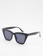 Asos Design Angular Frame Cat Eye Sunglasses In Black