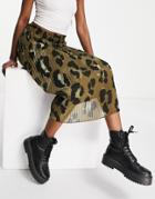 Vero Moda A-line Midi Skirt In Animal-multi