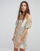 Maaji Flower Print Cold Shoulder Dress-multi