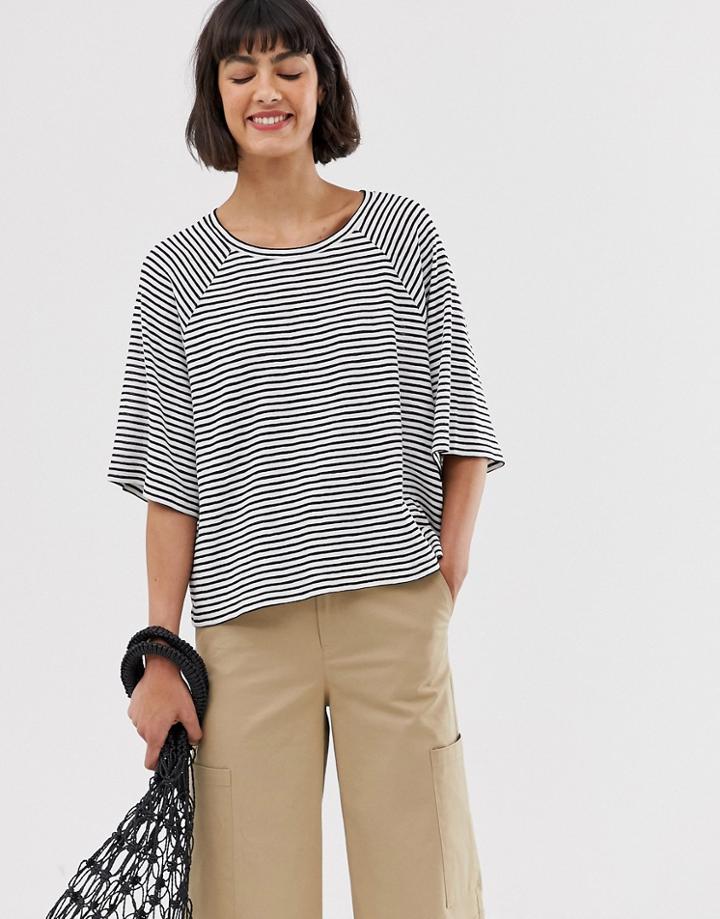 Weekday T-shirt In Black And White Stripes-multi