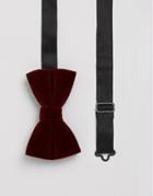 Asos Velvet Bow Tie In Burgundy - Red