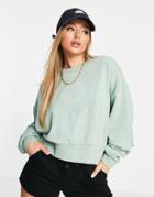 Nike Cropped Sweatshirt In Light Green With Chest Print Logo