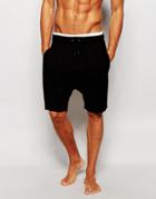 Asos Loungewear Drop Crotch Jersey Shorts With Double Elasticated Waistband - Black