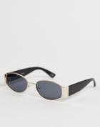 Asos Design Metal & Plastic Oval Sunglasses-gold