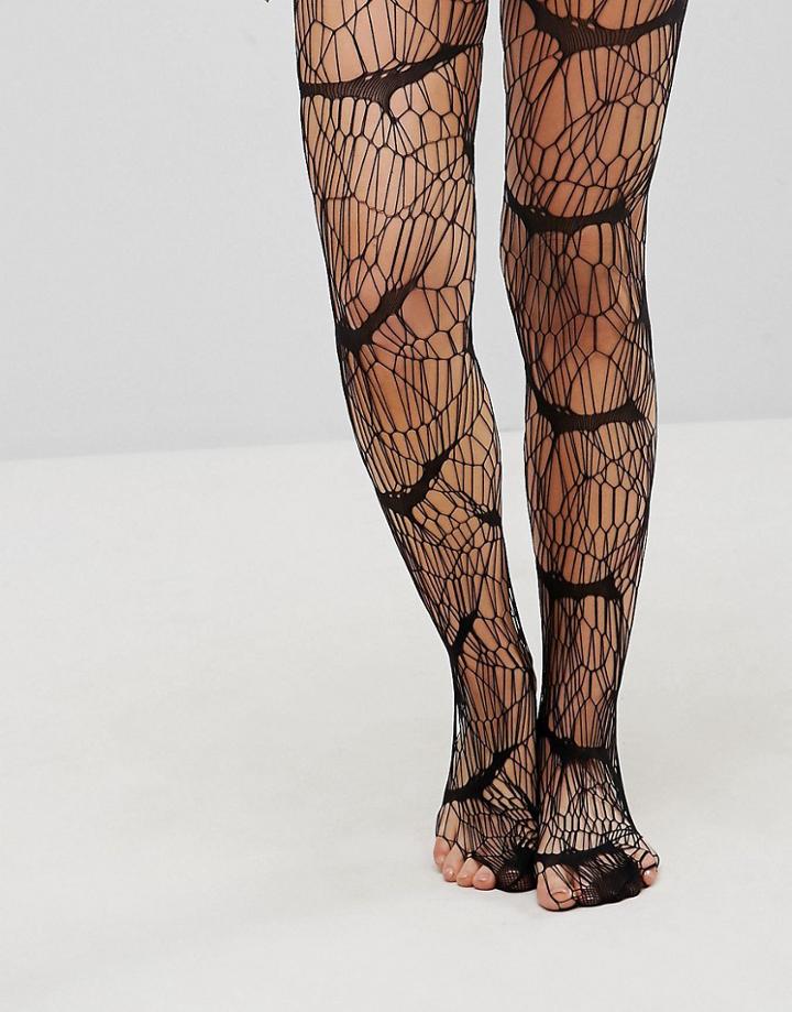 Leg Avenue Vampire Bat Web Net Halloween Tights - Black