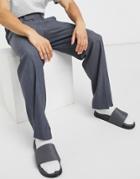 Asos Design Wide Leg Smart Pants With Side Slit In Gray Tonic-grey