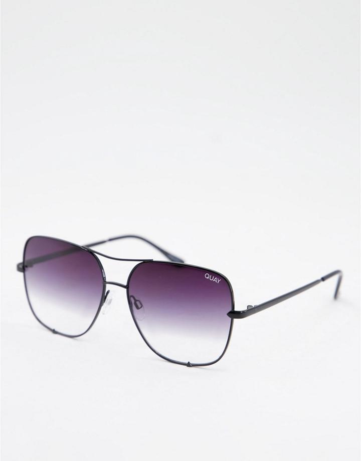 Quay Aviator Sunglasses In Black Fade