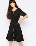 Minimum Zip Front Shift Dress - 999 Black