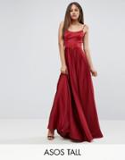 Asos Tall Square Neck Cami Maxi Dress - Red