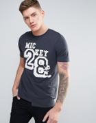 Asos Mickey Longline Spliced T-shirt - Black