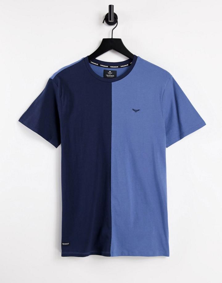 Threadbare Spliced T-shirt In Navy