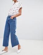 Warehouse Wide Leg Jeans In Mid Wash - Blue