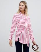 Jdy Fancy Belted Stripe Shirt - Red