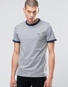 Fred Perry Ringer T-shirt In Steel Marl / Carbon Blue - Gray