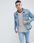 Pull & Bear Denim Jacket In Mid Blue - Blue