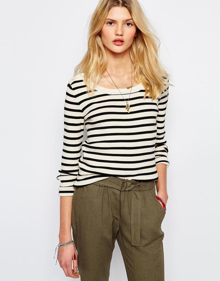Sessun Commanders Scoop Neck Sweater In Stripe - Stripes