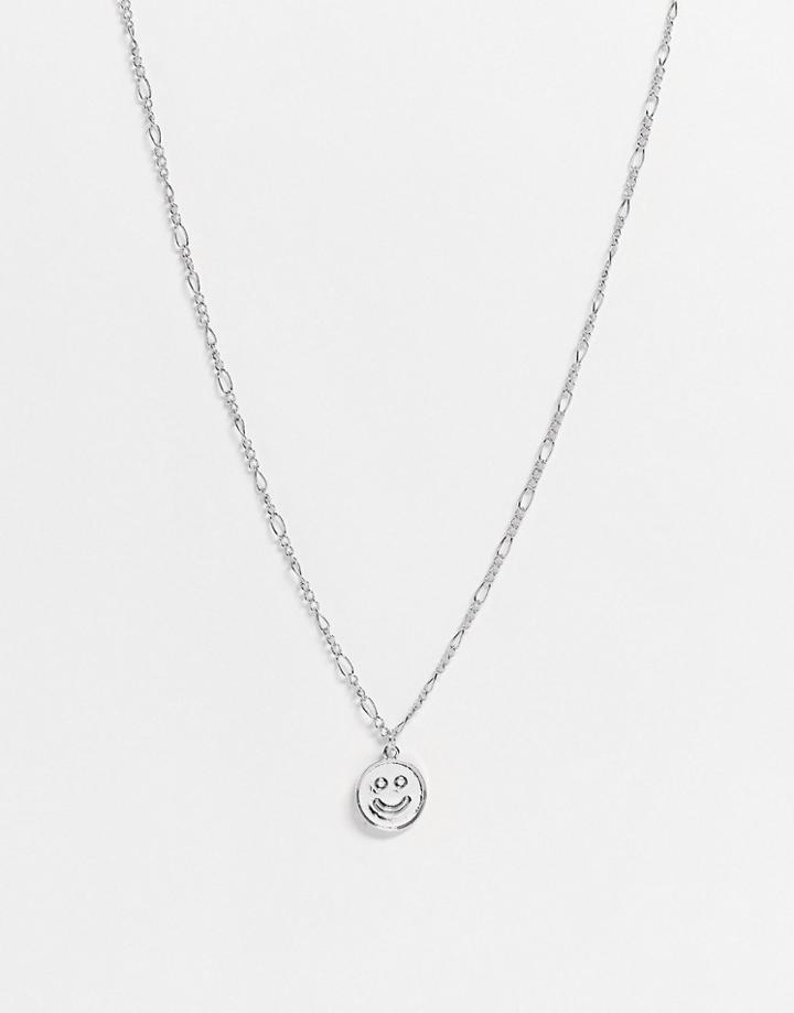 Svnx Happy Face Necklace In Silver