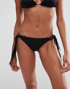 Asos Fringed Loopside Bikini Bottom - Black